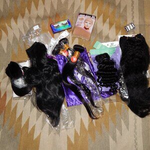Black Hair Extension Bundle 4 Human Hair 1 Synthetic - Retail Value Over $165